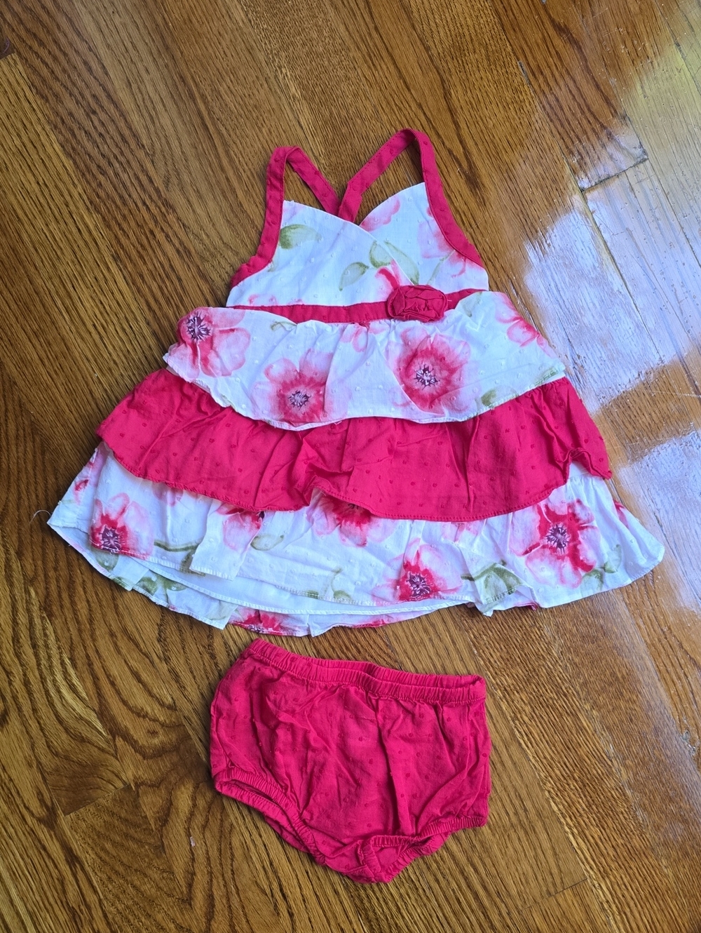 Penelope Mack Pink Floral Tiered Sundress with Pink Bloomers